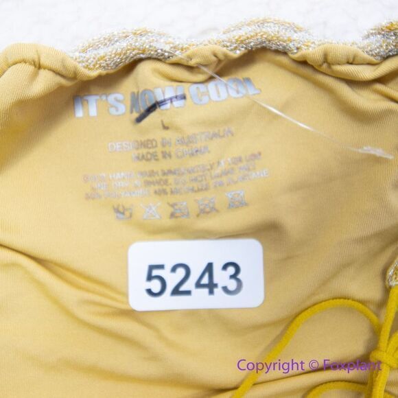 NEW Free People It's Now Cool Gathered Tie Up Bikini Bottom Gold Lurex, size L - Picture 13 of 13